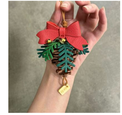 Leather pine cone christmas ornament gift