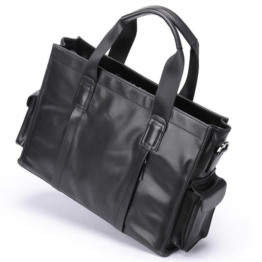 Black Leather Briefcase Messenger Bag for Work and Travel 1