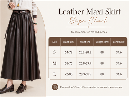 Leather maxi skirt with belt