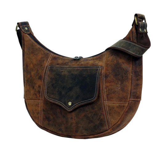 Genuine Leather Moon Bag with Adjustable Shoulder Strap