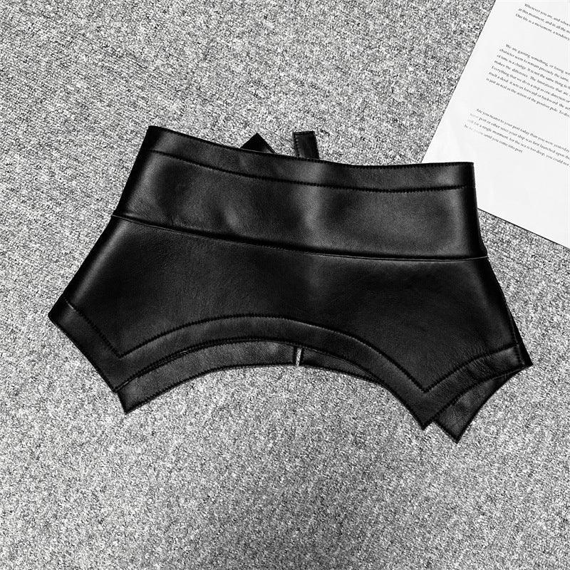 Women’s Leather Corset Waist Belt with Tie Front