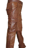 genuine leather pants mens vintage distressed cargo fit brown