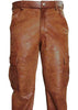 genuine leather pants mens vintage distressed cargo fit brown