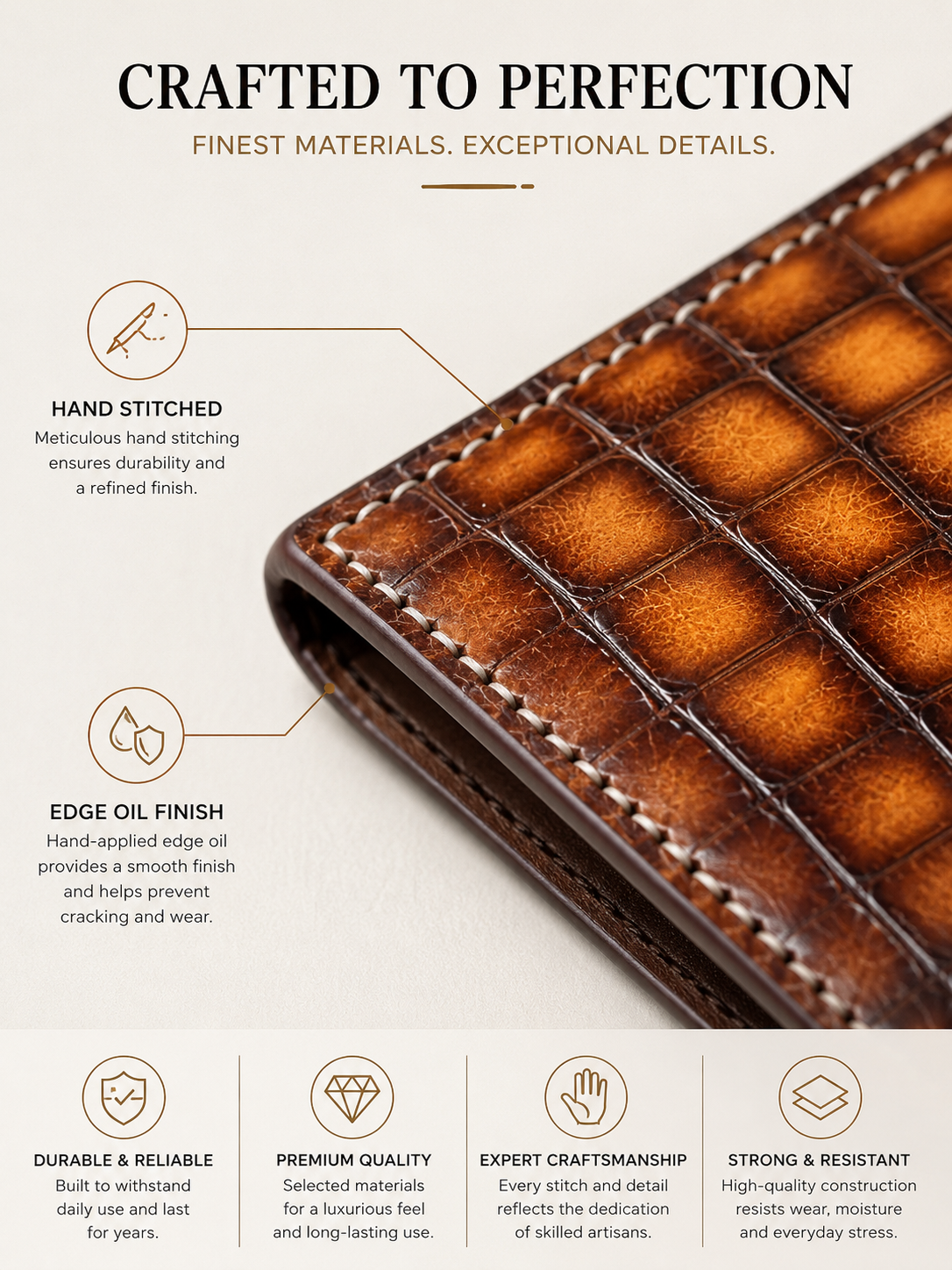 Genuine Crocodile Leather Passport Holder for Men