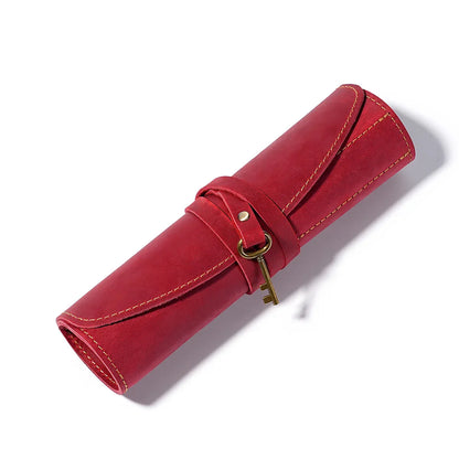 Leather fountain pen and pencil roll case 5