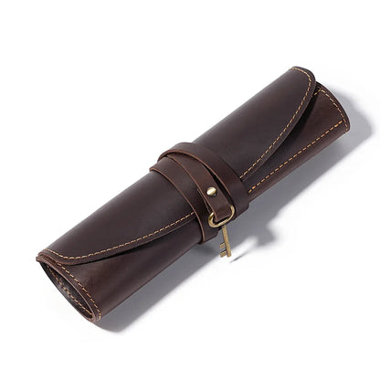Leather fountain pen and pencil roll case 6