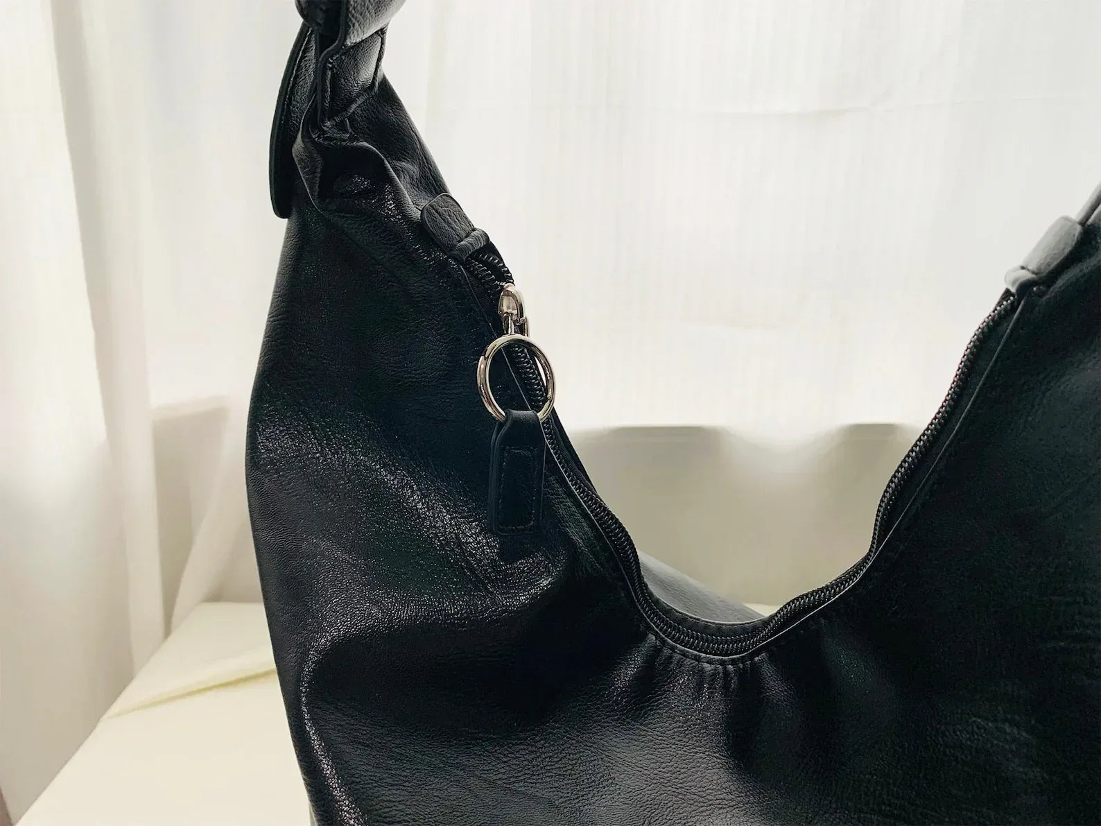 Leather Tote Shoulder Purse for Women Zipper Bag