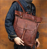 Men’s Retro Leather Laptop Travel Rucksack