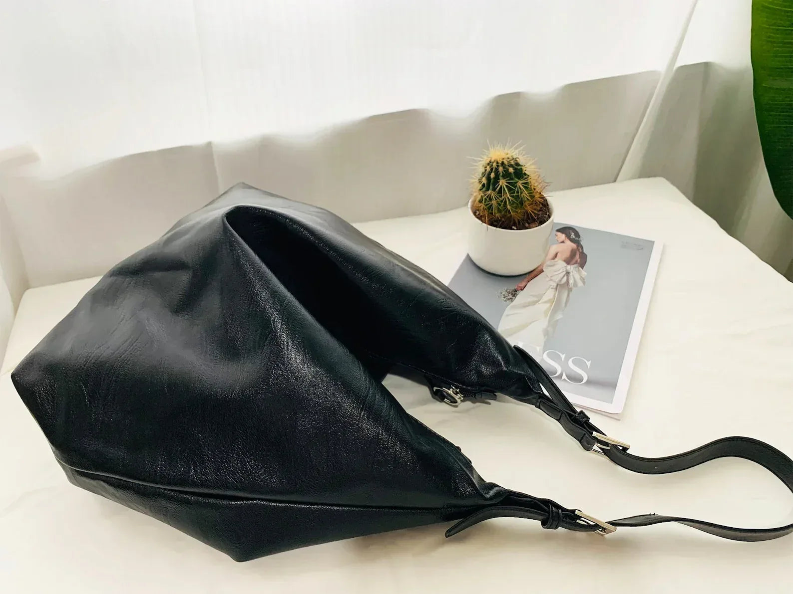 Leather Tote Shoulder Purse for Women Zipper Bag