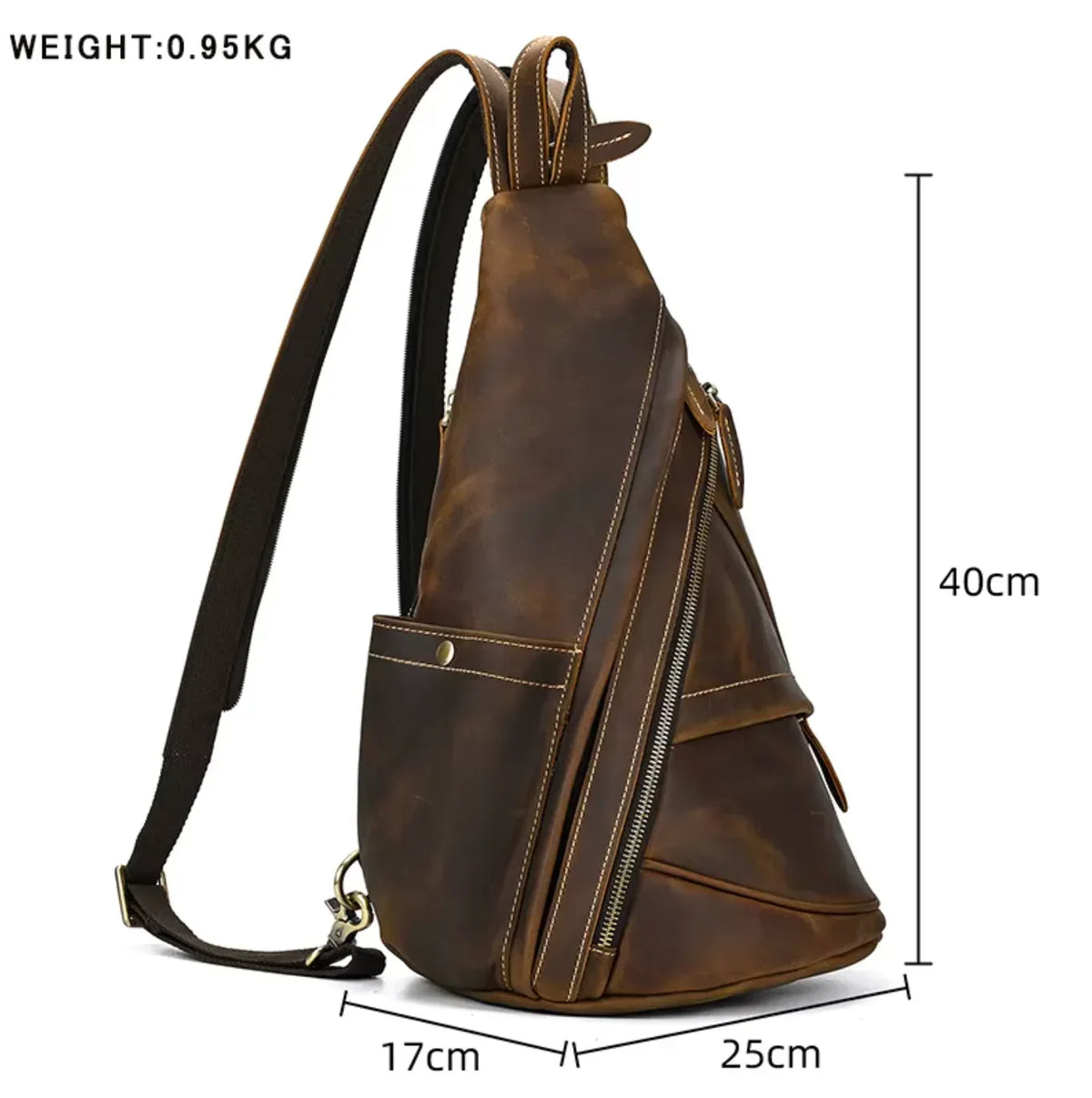 Genuine Leather Sling Backpack for Men