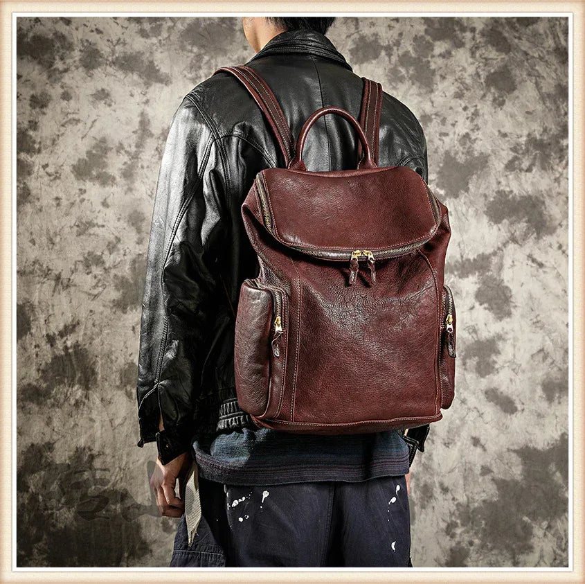 Genuine Leather Large Backpack Travel 3
