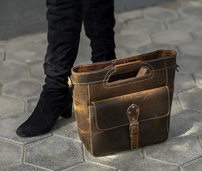 Leather messenger bag for women crossbody