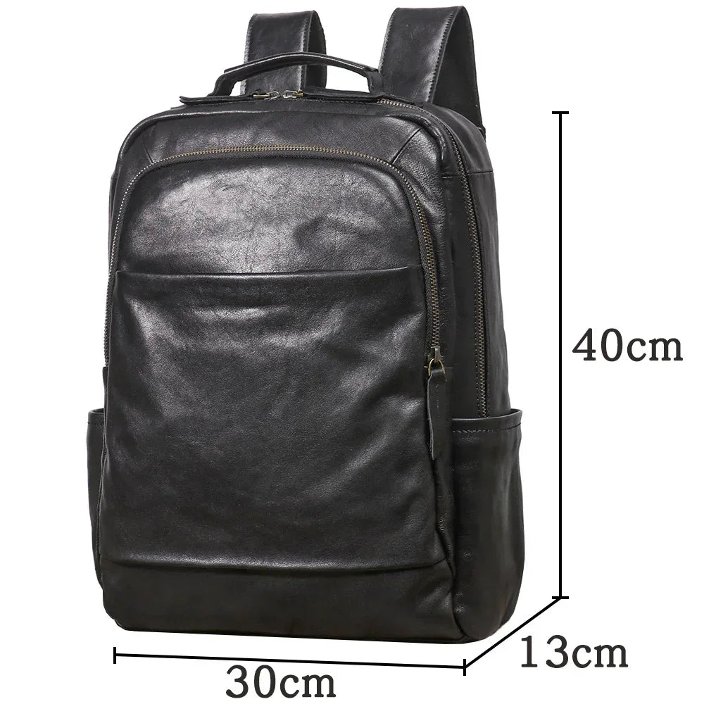 Men’s Leather Backpack with Trolley Sleeve