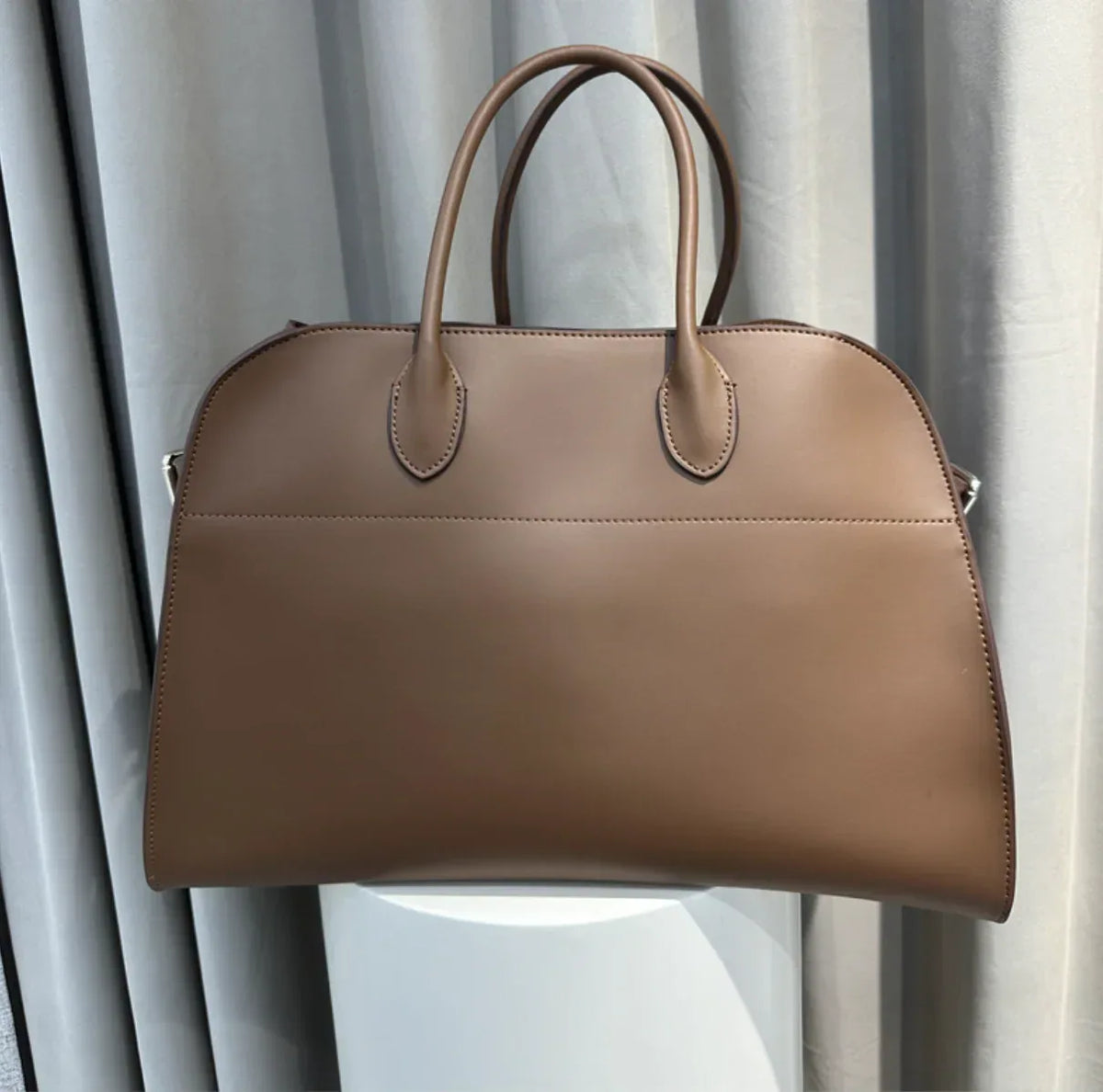 Women's Leather Work Tote Bag with Zip Closure 1