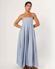 Light Blue Striped Smocked Back Maxi Dress