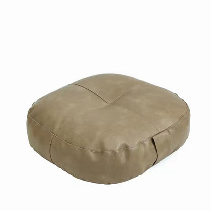 Faux Leather Pouf Ottoman Round Floor Seat Cushion