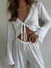 White black beach lounge set wide leg pants