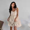 Linen Mini Dress with Tie Shoulders and Pockets