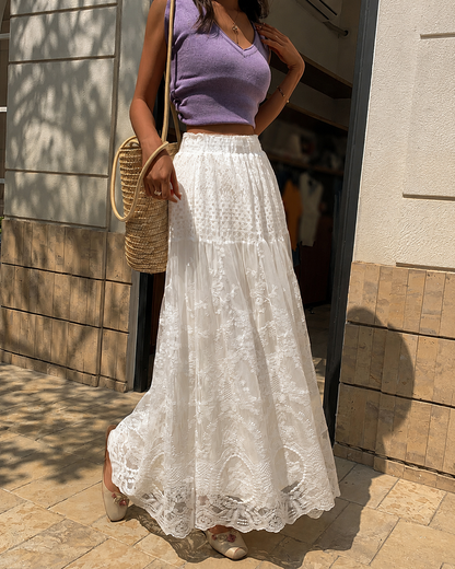 Long black lace skirt search match for white lace long skirt buyers wanting lace maxi skirt length.