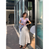 Long Lace White Skirt High Waist Large Hem Summer Skirt