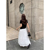 Long Lace White Skirt High Waist Large Hem Summer Skirt