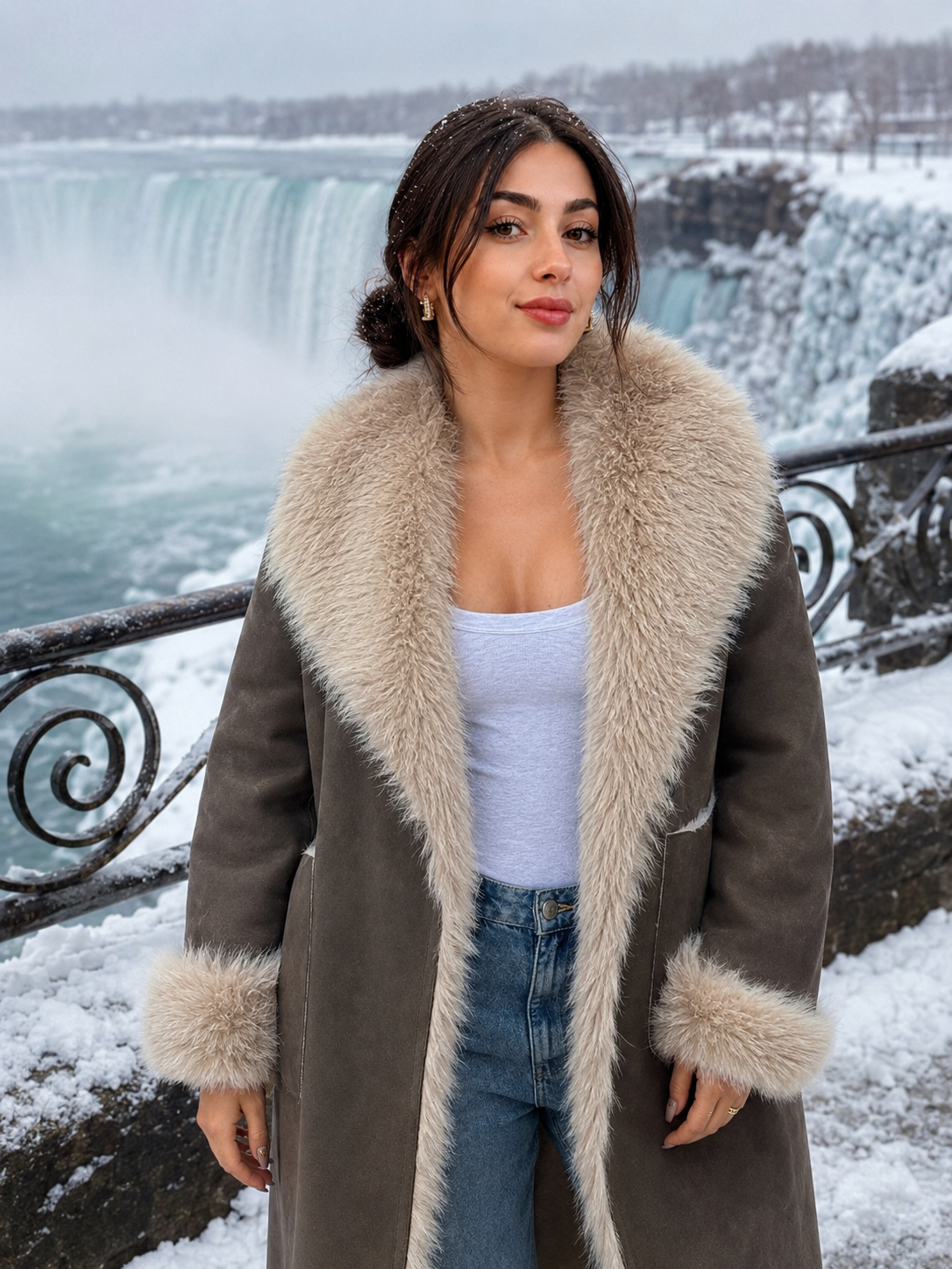 Women’s Reversible Faux Fur Long Winter Coat