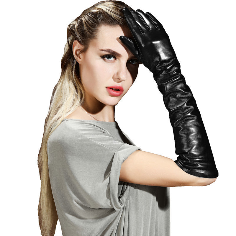 Long leather gloves for women opera length