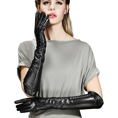 Long leather gloves for women opera length