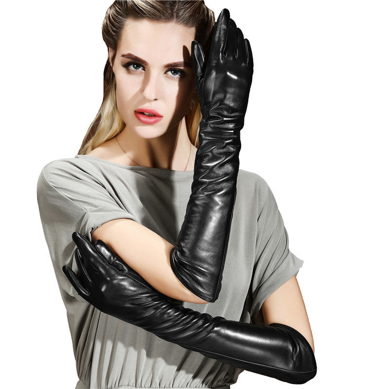 Long leather gloves for women opera length