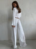 White black beach lounge set wide leg pants