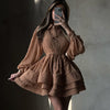 French chiffon tie waist mini dress 2 S
