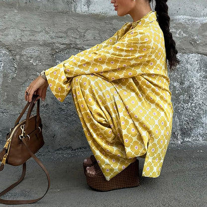 Yellow daisy print commuter co ord set