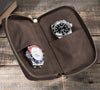 Luxury Travel Watch Storage Leather Pouch with Zipper