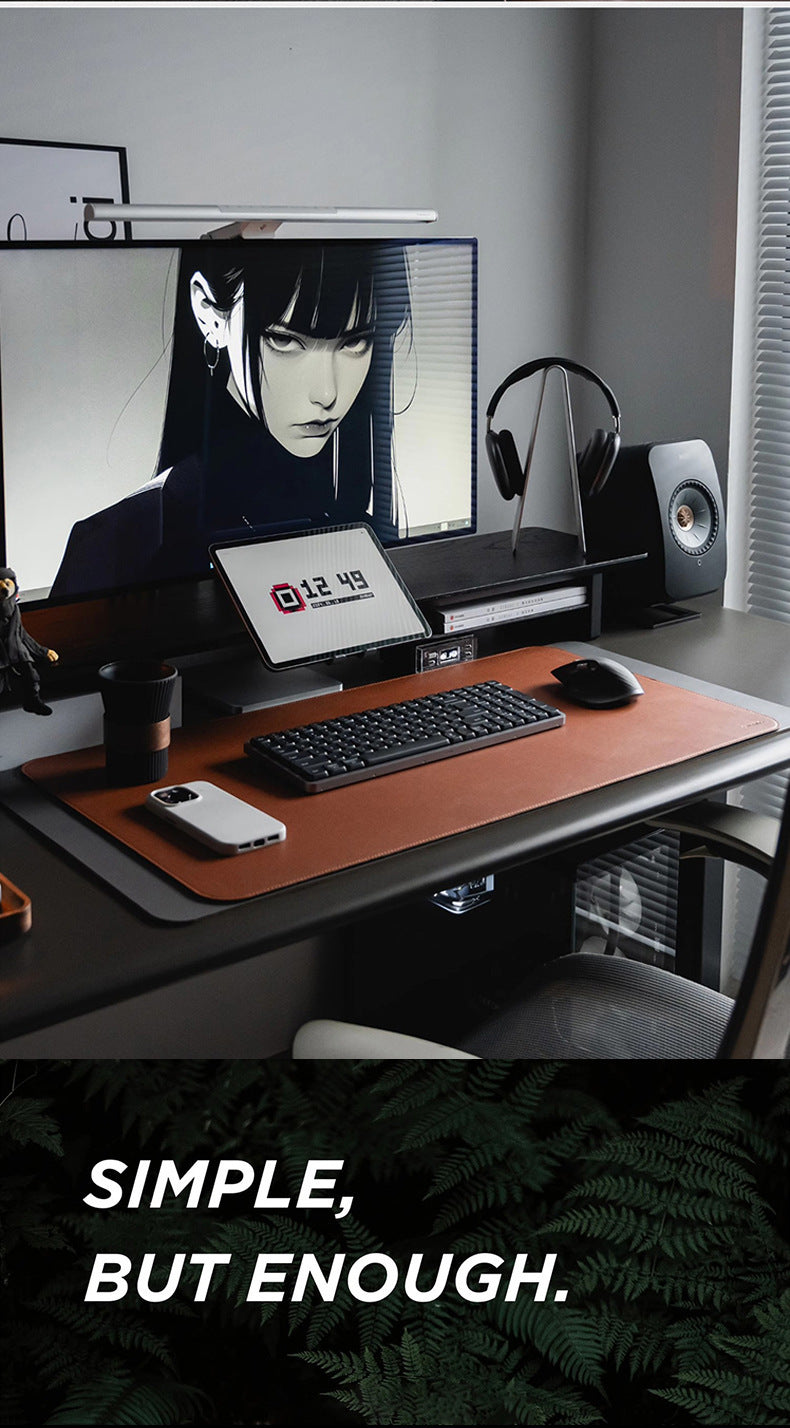 Leather desk mat with magnetic writing surface