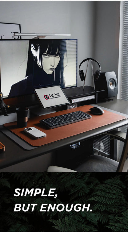 Leather desk mat with magnetic writing surface