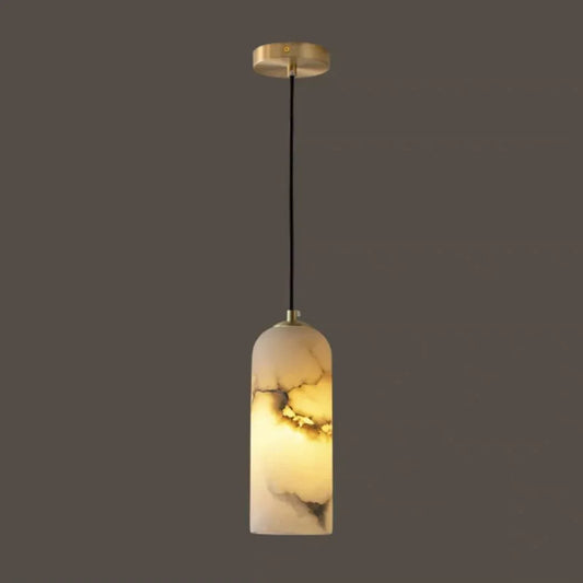 Natural Marble Pendant Light with Brass Ceiling Mount Copper color plus deep pattern