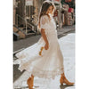 White Lace Maxi Dress with V Neck and Sheer Sleeves