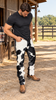 Cowhide Pants Men Black White Western Hair On Hide Trousers