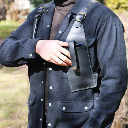 Men’s PU Leather Shoulder Holster Bag with Dual Pouches