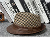 Men's leather jazz cap with houndstooth design