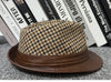 Men's leather jazz cap with houndstooth design