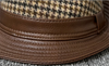 Men's leather jazz cap with houndstooth design