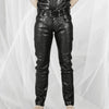genuine leather pants mens slim fit five pocket jeans style