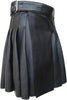 Men's Black Leather Kilt with Deep Pleats