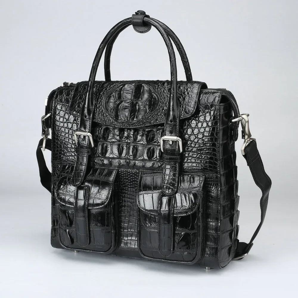 Men’s Crocodile Briefcase for Business Travel and Laptop Storage