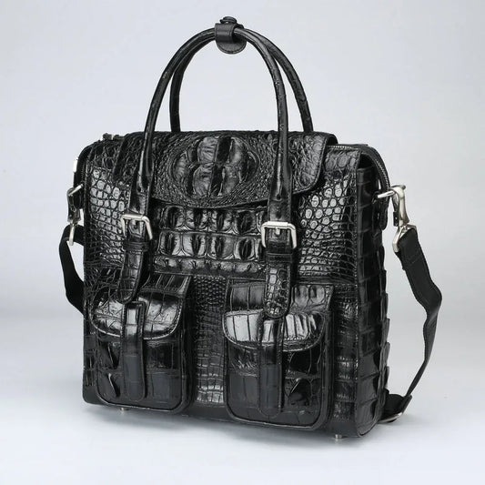 Men’s Crocodile Briefcase for Business Travel and Laptop Storage