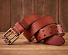 Wide Men’s Leather Belt with Double Needle Buckle 3 105
