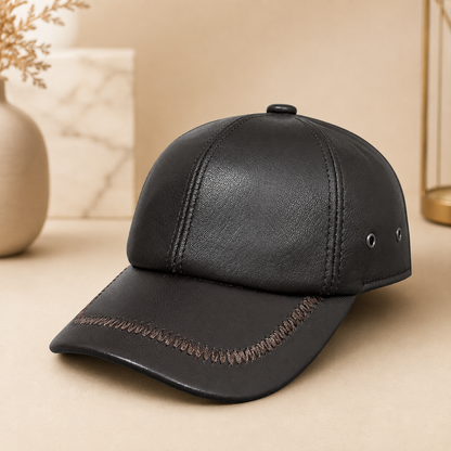 Men’s Genuine Leather Baseball Cap Brown sheepskin