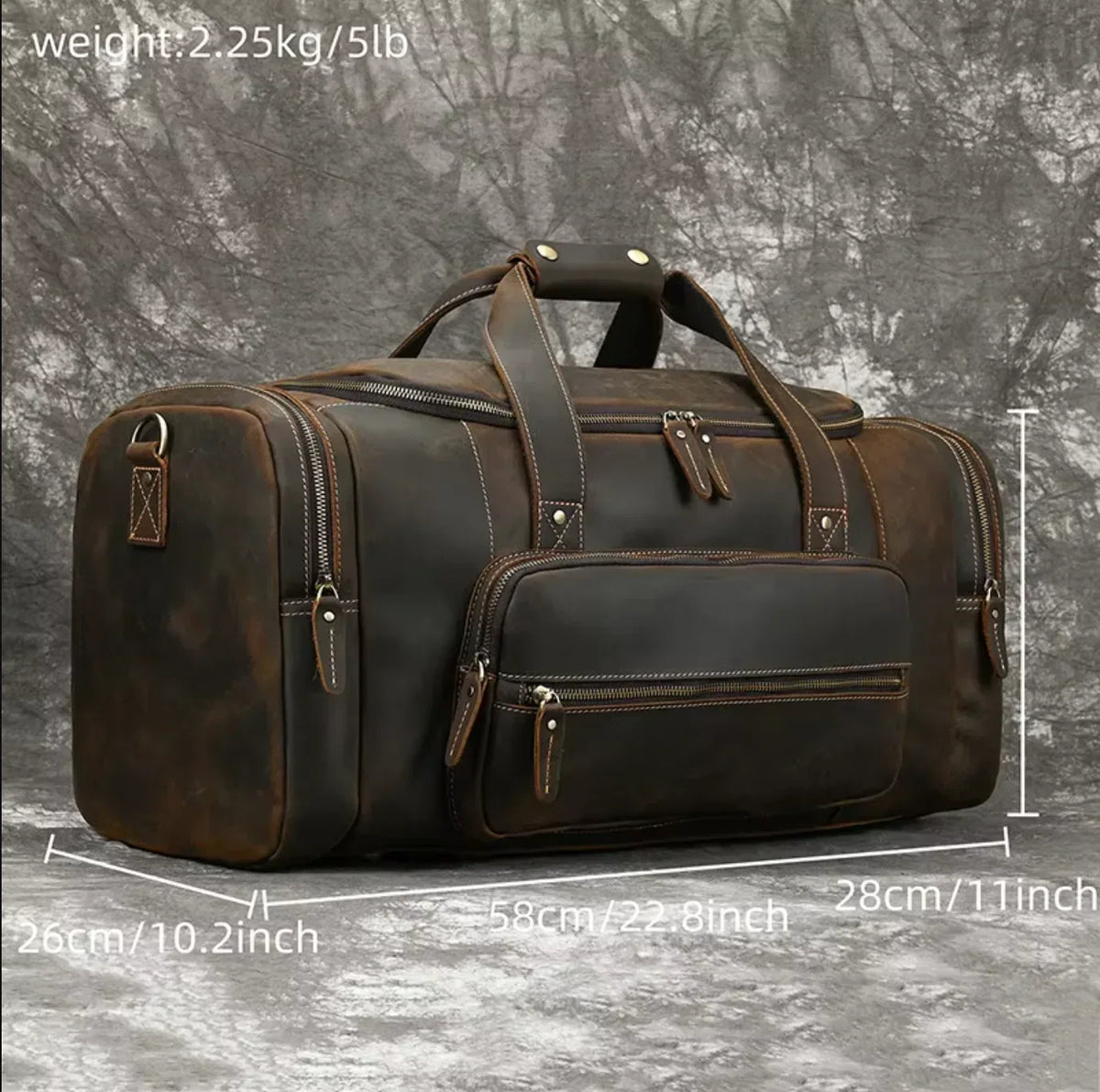 Men’s Leather Duffle Bag for Travel Gym and Overnight Trips
