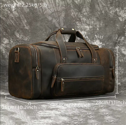 Men’s Leather Duffle Bag for Travel Gym and Overnight Trips